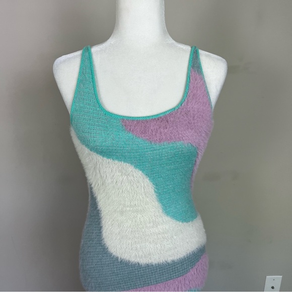 INTERDEE FITTED SWIRL PRINT MIDI DRESS OPEN BACK SIZE SMALL - Picture 6 of 13